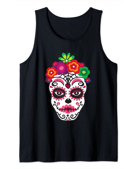 Sugar Skulls Day Of The Dead Traditional Food Latin Mexico Tank Top