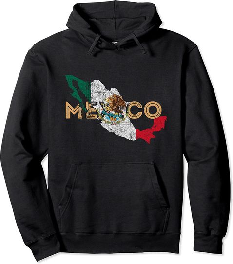 Mexican Map and Flag Pullover Hoodie