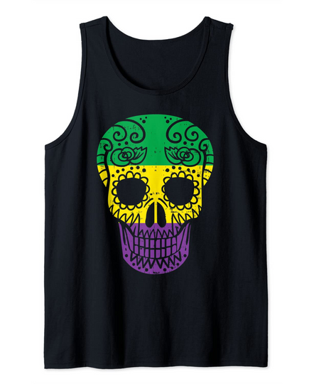 Sugar Skull Dia De Los Muertos Mardi Gras Carnival Mexican Tank Top