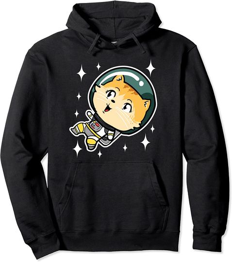 Cute Kawaii Cat In Space Astronaut Pullover Hoodie