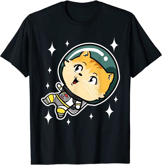 Cute Kawaii Cat In Space Astronaut T-Shirt