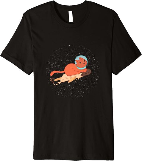 Funny Space Cat on a Chocolate Ice Cream T-Shirt