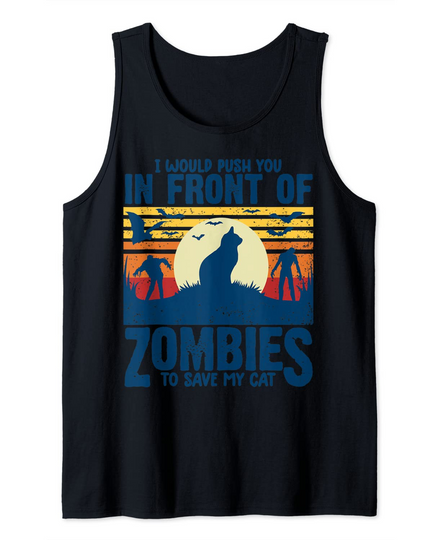 cat shirts for women funny kitten gifts zombie shirts men Tank Top