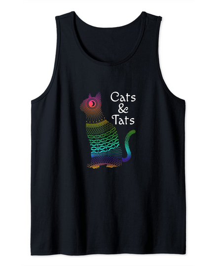 Cats and Tats Colorful Cat & Tattoo Lover Tank Top