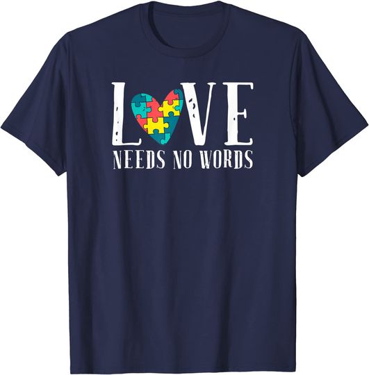 Love Needs No Words Support Autism Awareness Puzzle T Shirt