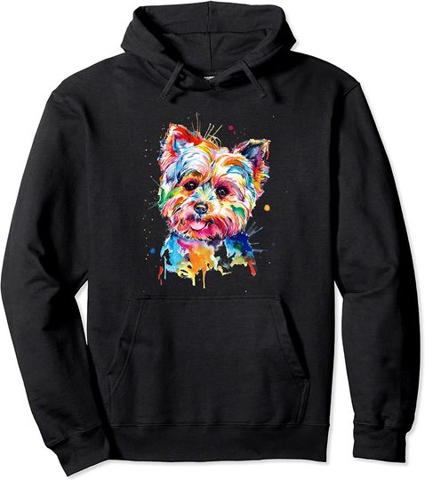 Colorful Yorkie Dog Pullover Hoodie
