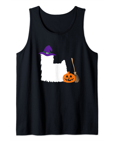 Yorkshire Terrier Halloween Dog Wearing Witch Hat Tank Top