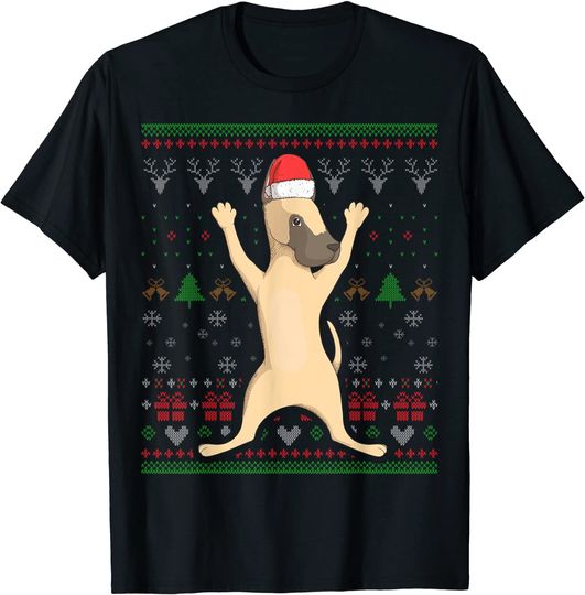 Great Dane Dog Santa Claus Ugly Christmas Pattern Holiday T-Shirt