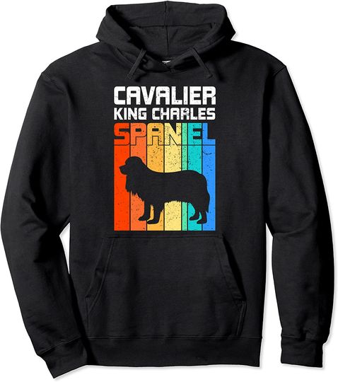 Cavalier King Charles Spaniel Vintage Style Stripes Pullover Hoodie