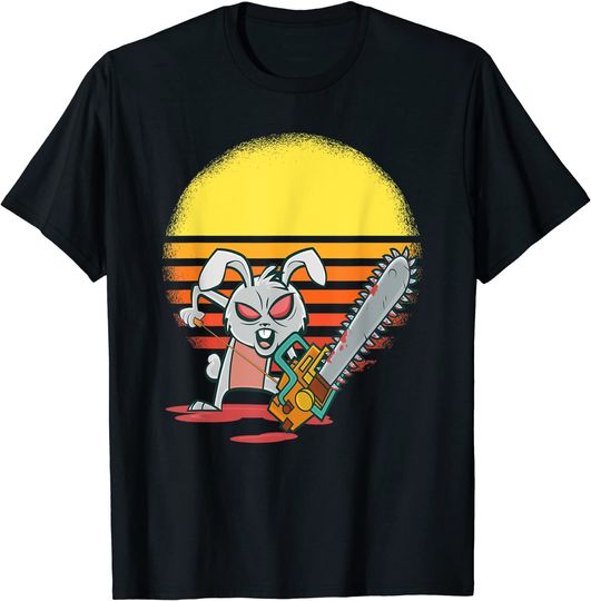 Creepy Easter Bunnies With A Chainsaw Bunny Sunset T Shirt