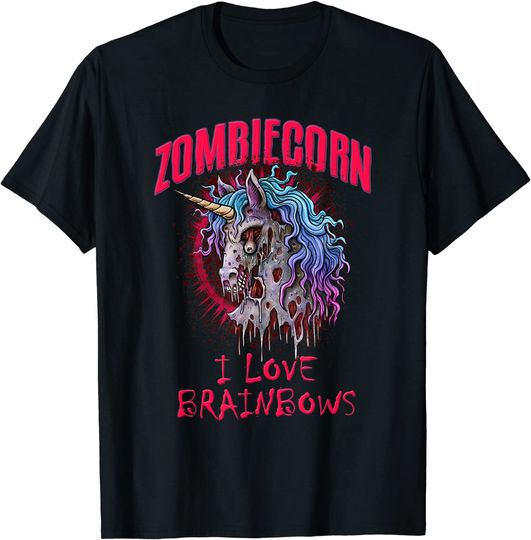 Discover Zombie Unicorn I Love Brainbows Punk Gothic Goth Halloween T-Shirt