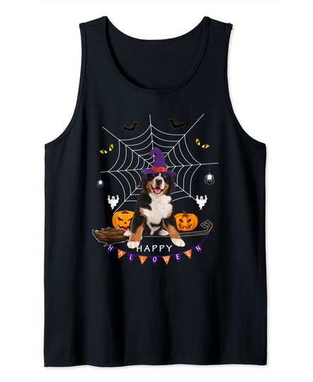 Bernese Witch Pumpkin Halloween Tank Top