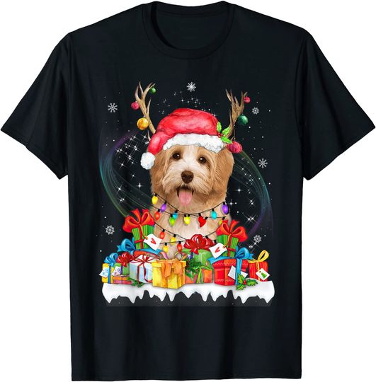 Havanese Santa Hat Reindeer Christmas Lights Pajamas T-Shirt