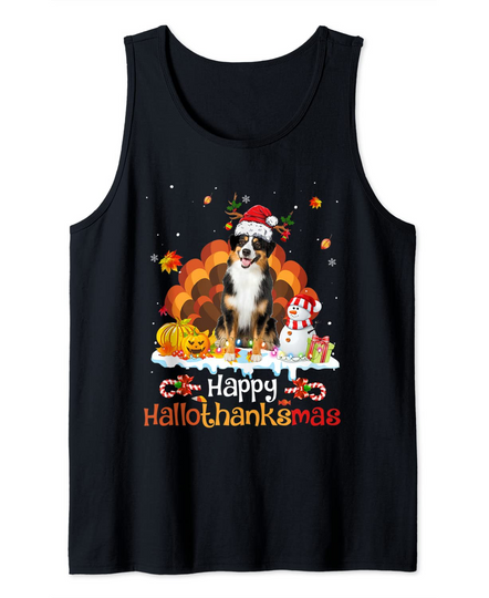 Miniature American Shepherd Happy Hallothanksmas Halloween Tank Top