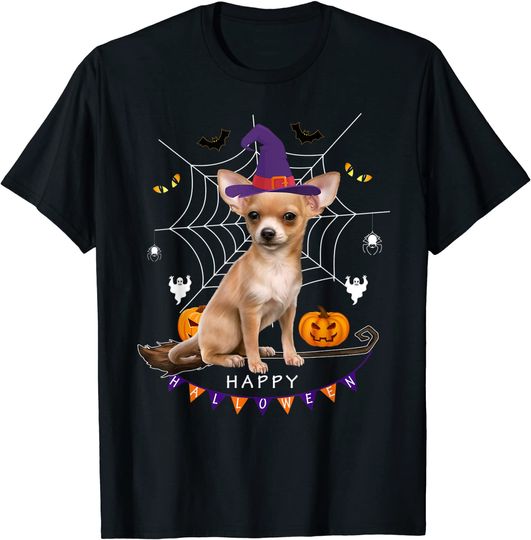 Chihuahua Witch Pumpkin Halloween T-Shirt
