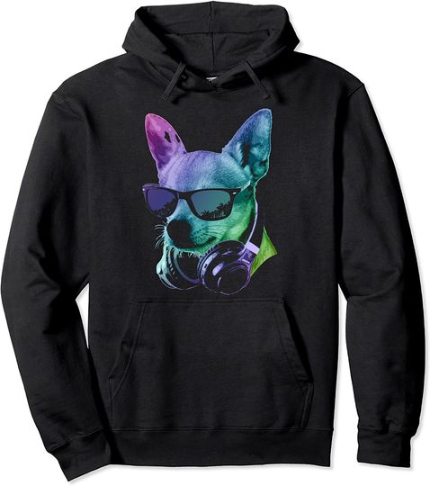 Chihuahua With Sunglasses And Headphones Pullover Hoodie