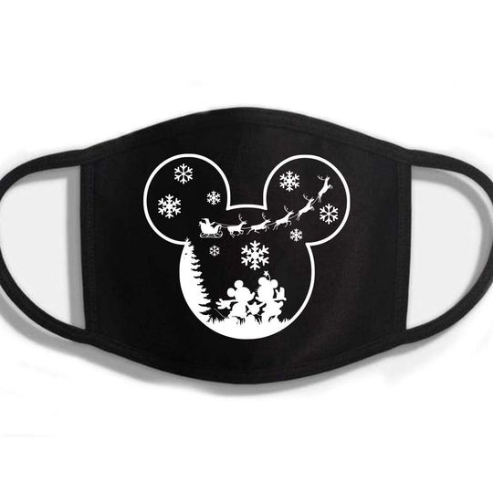 Disney Christmas Merch Sleigh Santa Mickey Minnie Face Mask