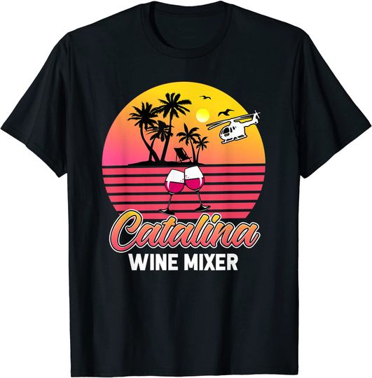 Discover Vintage Catalina Mixer Wine Party Beach Island Summer Palm T-Shirt
