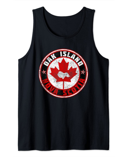 Discover Oak Island Nova Scotia Vintage Canadian Flag Mystery Tank Top