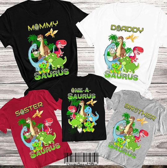 Dinosaur Family Matching Birthday Custom Shirt