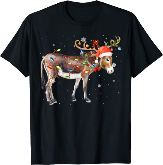 Donkey Santa Reindeer Christmas T-Shirt