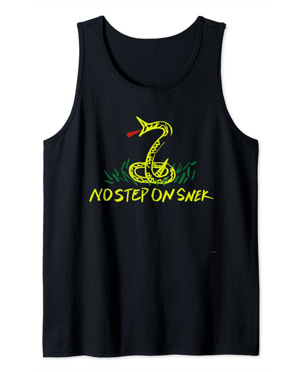 Funny Patriotic No Step On Snek Hand Drawn Gadsden Flag Tank Top