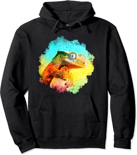 Crested Gecko Watercolor Reptile Keeper Lizard Hoodie