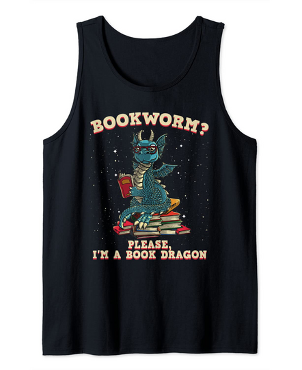 Discover Funny Bookworm Dragon Reader Library Tank Top