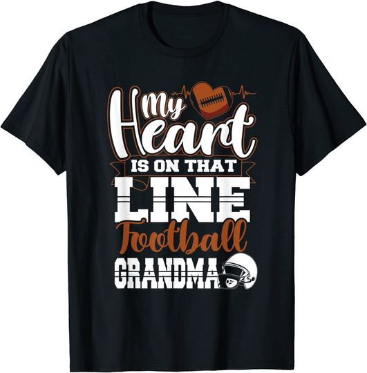My Heart Linemen Football Grandma Nana Womens T Shirt