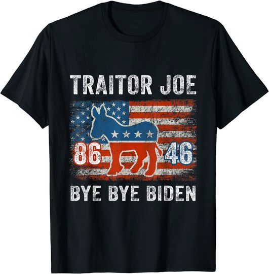 Vintage Traitor Joe Biden Sucks 86 46 USA Flag Impeach Biden T-Shirt