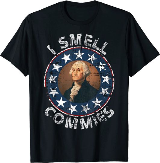 George Washington Ronald Reagan I Smell Commies Funny Tee T-Shirt