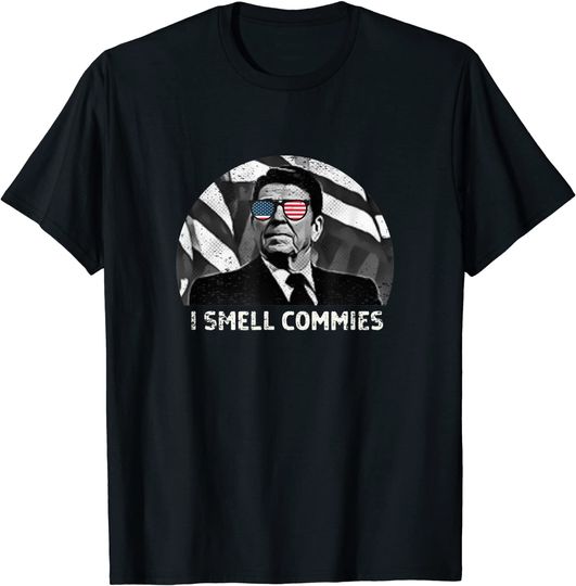 I Smell Commies Funny Ronald Reagan Conservative Merica USA T-Shirt