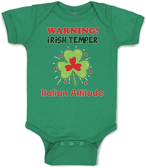 Custom Warning Irish Temper Italian Attitude Baby Bodysuit