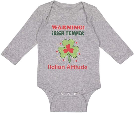 Warning Irish Temper Italian Attitude Baby Long Sleeve Bodysuit