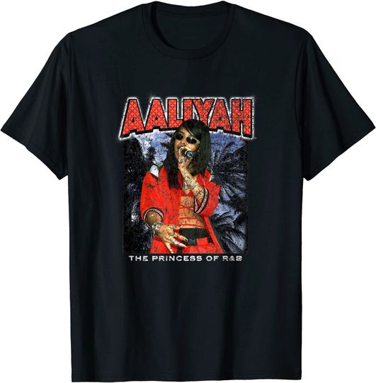 Aaliyah Red Outfit Distressed T-Shirt