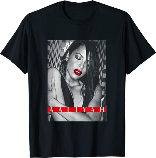 Aaliyah Red Lips with Red Type Block T-Shirt