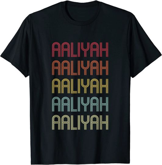 Aaliyah Retro Wordmark Pattern Vintage Personalized 70s T-Shirt