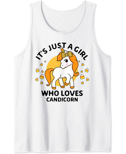 Just A Girl Who Loves Candicorn Candy Corn Unicorn Halloween Tank Top