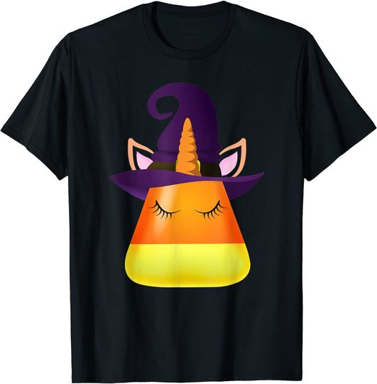 Cute Candy Corn Unicorn Halloween T-Shirt