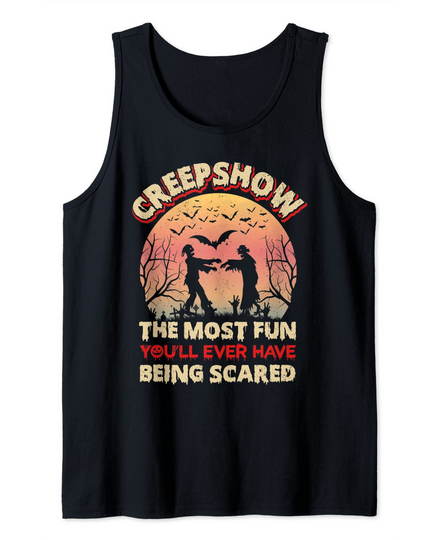 Retro Halloween Vintage Creepshow scary Chill horror Funny Tank Top