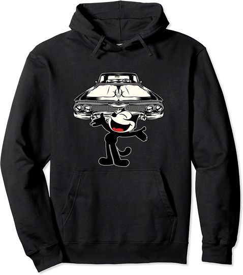 Felix Cat Cartoon Giant Lowrider Car Club Design Mashup Pullover Hoodie