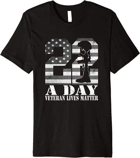 22 A Day Veteran Lives Matter American Flag T-Shirt