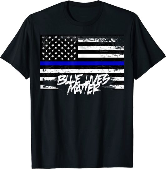Discover Blue Lives Matter With American Flag Thin Blue Line T Shirt