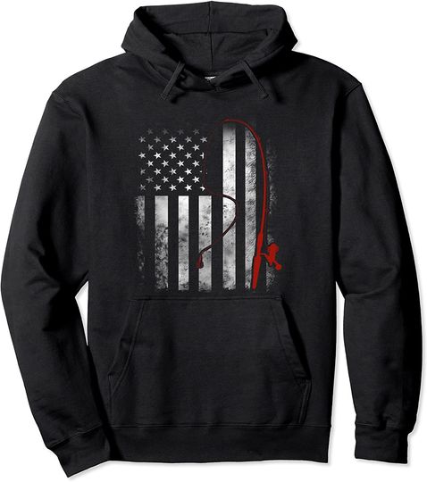 Discover American Big Bass Fishing Quote Fisherman USA US Flag Hoodie