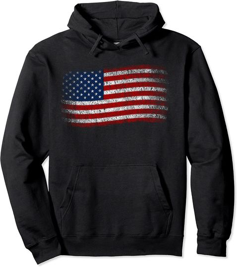 Discover American Flag Hoodie Men Women Vintage USA Flag Hoodie