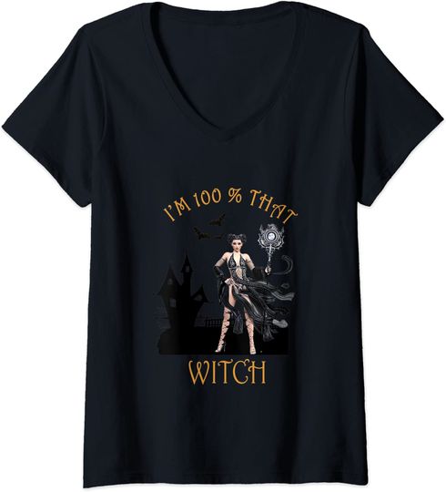 Witch Costume 100 % That Witch I'm 10 % That Witch V Neck T-Shirt