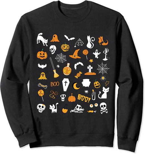 Halloween Doodles Skeleton Pumpkin Halloween Costume Sweatshirt