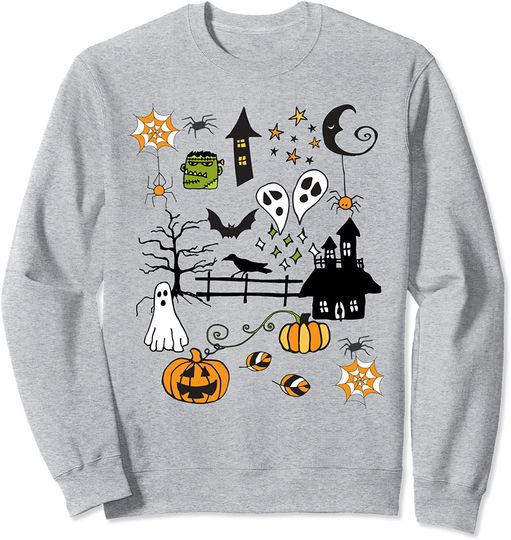 Vintage Halloween Doodles It's The Little Things Ghost Sweatshirt