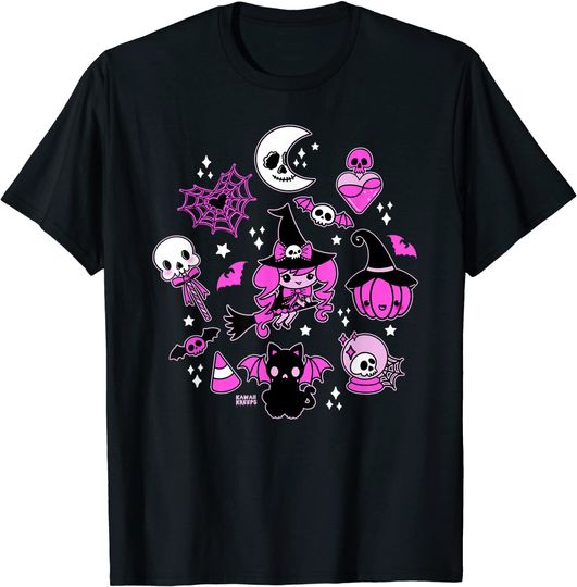 Halloween Doodle Vintage Witchy Magical Pastel Goth Pink T-Shirt