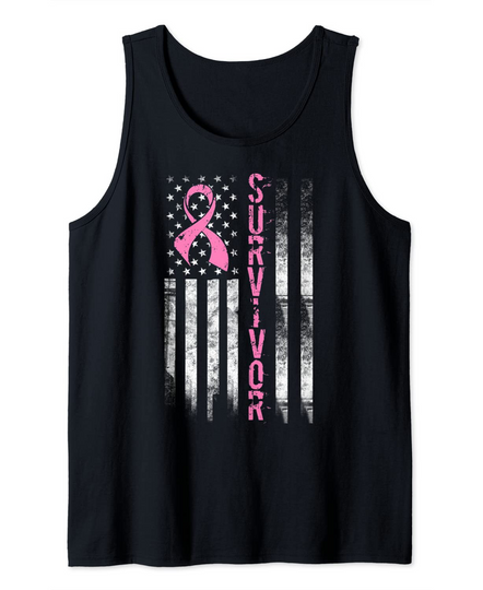 Cool Breast Cancer Survivor Women Cancer Flag Tank Top